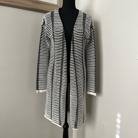Neiman Marcus Open Front Ribbed Knit Sweeper Cardigan - Picture 1 of 6